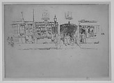 The Barber's (The Barber's Shop, Chelsea), James McNeill Whistler (American, Lowell, Massachusetts 1834–1903 London), Etching and drypoint, printed in black ink on ivory laid paper; first state of two (Glasgow)