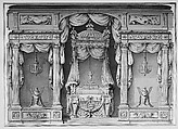 Design for a Canopy Bed in an Alcove, Anonymous, French, 18th century French, Pen and black ink, brush and brown and gray wash