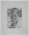 Leaf-ornament with a Heron, Master ES (German, active ca. 1450–67), Engraving; first state of two