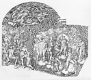 Last Judgment; after Michelangelo's fresco in the Sistine Chapel, Giorgio Ghisi Italian, Engraving; three plates