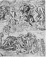Trumpeting Angels and Damned Souls Being Pulled Down by Devils (lower center and right section of the Last Judgment), Engraved by Niccolò della Casa (French, active Italy, ca. 1543–48), Engraving