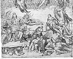 Resurrection of the Dead (lower left section of the Last Judgment), Engraved by Niccolò della Casa (French, active Italy, ca. 1543–48), Engraving