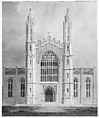 Library and Chapel, University of Michigan, Ann Arbor (front elevation), Alexander Jackson Davis (American, New York 1803–1892 West Orange, New Jersey), Watercolor, ink and graphite on paper