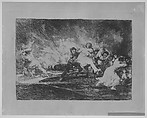 Plate 41 from "The Disasters of War" (Los Desastres de La Guerra): 'They escape through the flames' (Escapan entre las llamas), Goya (Francisco de Goya y Lucientes) (Spanish, Fuendetodos 1746–1828 Bordeaux), Etching, burin (proof impression)