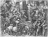 The Fall of Troy and Escape of Aeneas, Giorgio Ghisi (Italian, Mantua ca. 1520–1582 Mantua), Engraving; first state of five (BLL)