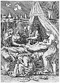 An allegory of sickness, man laying prostrate on a bed surrounded by figures, Engraved by Giorgio Ghisi (Italian, Mantua ca. 1520–1582 Mantua), Engraving (only state)