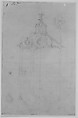 Plan of the Roof and Section of a Pavilion in the Gardens of the Château de Saint-Cloud (recto); Study for the Exterior with Partial Plan of the Pavilion (verso), Pierre Contant d&#39;Ivry (French, Ivry-sur-Seine 1698–1777 Paris), Pen and brown and gray ink, brush and brown wash over traces of black chalk (recto); black chalk (verso)