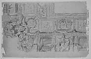 Ceiling and Cove Designs, Hôtel Rothschild, Vienna, Jules-Edmond-Charles Lachaise (French, died 1897), Pen and gray ink, brush and gray wash, graphite