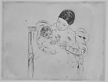 The Barefooted Child, Mary Cassatt (American, Pittsburgh, Pennsylvania 1844–1926 Le Mesnil-Théribus, Oise), Drypoint on blue paper; third state of five (Mathews & Shapiro)