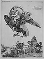 Ganymede as a young boy riding a large eagle (Zeus) in flight above a landscape, Giulio Campagnola (Italian, Padua ca. 1482–ca. 1515/18 Venice), Engraving