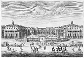 Château de Versailles seen from the forecourt, from Chalcographie du Louvre, Vol. 22, Israel Silvestre (French, Nancy 1621–1691 Paris), Etching