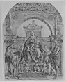 The Virgin and Child enthroned surrounded by saints and angels, Girolamo Mocetto (Italian, ca. 1470–1531), Engraving; second state of two (TIB)