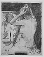 Study for The Coiffure (No. 2), Mary Cassatt (American, Pittsburgh, Pennsylvania 1844–1926 Le Mesnil-Théribus, Oise), Graphite with softground on the verso (bled through to the recto)