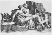 Jupiter and Callisto, Pierre Milan  French, Engraving