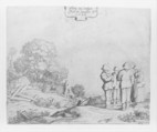Three Peasants and a Woman, Pieter de Molijn  Dutch, Etching