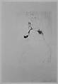 Miss May Belfort Taking a Bow, Henri de Toulouse-Lautrec (French, Albi 1864–1901 Saint-André-du-Bois), Crayon and brush lithograph with scraper printed in dark olive green on wove paper; only state