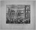 Distribution of the American Art-Union Prizes, at the Tabernacle, Broadway, December 24, 1847, On stone by Francis D'Avignon (American (born France or Russia), Paris or St. Petersburg 1813/14–1867 New Orleans, Luisiana), Lithograph with tint stone