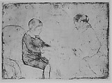 The Chess Game, Mary Cassatt (American, Pittsburgh, Pennsylvania 1844–1926 Le Mesnil-Théribus, Oise), Soft-ground etching; only state