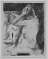 Study for The Coiffure (No. 2), Mary Cassatt (American, Pittsburgh, Pennsylvania 1844–1926 Le Mesnil-Théribus, Oise), Graphite with softground on the verso (bled through to the recto)