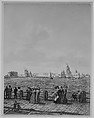 New York Harbor from the Battery, Thomas Thompson (American (born England), Whorlton 1775/76–1852 New York), Lithograph with hand coloring in three panels