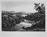 Little Falls at Luzerne (No. 1 of The Hudson River Portfolio), John Hill (American (born England), London 1770–1850 Clarksville, New York), Aquatint printed in color with hand-coloring; first state of two