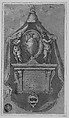 Design for a Wall Tomb, Avanzino Nucci (Italian, Gualdo Tadino (Province of Perugia) 1551–1629 Rome), Pen and brown ink, brush and brown wash, highlighted with white gouache, one blue-green paper.