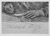 Man at a Desk Wearing a Cross and Chain, Rembrandt (Rembrandt van Rijn) (Dutch, Leiden 1606–1669 Amsterdam), Etching and drypoint