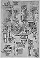 Brackets, Caryatids and other Architectural Details (recto and verso), Attributed to Gilles-Marie Oppenord (French, Paris 1672–1742 Paris), Pen and black and dark brown ink, brush and dark brown and gray wash, over traces of graphite underdrawing