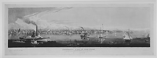 Panoramic View of New York Taken from the North River, Robert Havell Jr.  American, born England, Hand-colored etching and aquatint; first state of two
