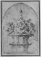 Design for a Fountain with River Gods and Nymphs, Giorgio Vasari (Italian, Arezzo 1511–1574 Florence), Pen and brown ink, brush and brown wash, over traces of leadpoint