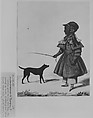 Silhouette of a little girl and dog, John Dempsey  British, Painted and cut paper