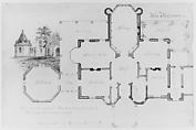 Whitby, William P. Chapman House, Rye, New York (plan and partial elevation), Alexander Jackson Davis American, Watercolor and ink