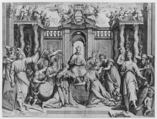 Cardinal Lorenzo Magalotti receiving homage of arts and sciences, Luca Ciamberlano  Italian, Engraving