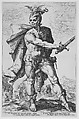 Mucius Scaevola, from "The Roman Heroes", Hendrick Goltzius (Netherlandish, Mühlbracht 1558–1617 Haarlem), Engraving; second state