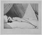 Nude Reclining on Curtained Bed [Emma Hamilton (?)], Adam Buck  Irish, Aquatint with watercolor