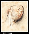 Head of a Man, Antoine Watteau (French, Valenciennes 1684–1721 Nogent-sur-Marne), Red and black chalk