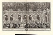 Decoration for a Masked Ball at Versailles, on the Occasion of the Marriage of Louis, Dauphin of France, and Maria Theresa, Infanta of Spain (Bal masqué donné par le roi, dans la grande galerie de Versailles, pour le mariage de Dauphin, 1745), Charles Nicolas Cochin I (French, Paris 1688–1754 Paris), Etching with engraving