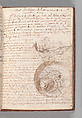 Notebook with Views of the Excavations at Herculaneum and of Other Italian Cities, Jérôme Charles Bellicard (French, Paris 1726–1786 Paris), Notebook of 55 pages on 29 leaves. Last leaf is hinged onto blank leaf. Two leaves are numbered 36 bis and 37 bis (in addition to pages 36, 37). Four leaves are missing between pages 1 and 2; one leaf is missing between pages 7 and 8; two leaves are missing between pages 23 and 24; two leaves are missing between pages 39 and 40; two leaves are missing between pages 51 and 52. Late-eighteenth-century or early-nineteenth-century sprinkled leather binding with marbleized endpapers.
