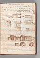 Notebook with Views of the Excavations at Herculaneum and of Other Italian Cities, Jérôme Charles Bellicard (French, Paris 1726–1786 Paris), Notebook of 55 pages on 29 leaves. Last leaf is hinged onto blank leaf. Two leaves are numbered 36 bis and 37 bis (in addition to pages 36, 37). Four leaves are missing between pages 1 and 2; one leaf is missing between pages 7 and 8; two leaves are missing between pages 23 and 24; two leaves are missing between pages 39 and 40; two leaves are missing between pages 51 and 52. Late-eighteenth-century or early-nineteenth-century sprinkled leather binding with marbleized endpapers.