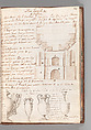 Notebook with Views of the Excavations at Herculaneum and of Other Italian Cities, Jérôme Charles Bellicard (French, Paris 1726–1786 Paris), Notebook of 55 pages on 29 leaves. Last leaf is hinged onto blank leaf. Two leaves are numbered 36 bis and 37 bis (in addition to pages 36, 37). Four leaves are missing between pages 1 and 2; one leaf is missing between pages 7 and 8; two leaves are missing between pages 23 and 24; two leaves are missing between pages 39 and 40; two leaves are missing between pages 51 and 52. Late-eighteenth-century or early-nineteenth-century sprinkled leather binding with marbleized endpapers.