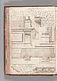 Notebook with Views of the Excavations at Herculaneum and of Other Italian Cities, Jérôme Charles Bellicard (French, Paris 1726–1786 Paris), Notebook of 55 pages on 29 leaves. Last leaf is hinged onto blank leaf. Two leaves are numbered 36 bis and 37 bis (in addition to pages 36, 37). Four leaves are missing between pages 1 and 2; one leaf is missing between pages 7 and 8; two leaves are missing between pages 23 and 24; two leaves are missing between pages 39 and 40; two leaves are missing between pages 51 and 52. Late-eighteenth-century or early-nineteenth-century sprinkled leather binding with marbleized endpapers.