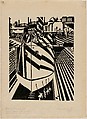 Liverpool Shipping, Edward Alexander Wadsworth (British, Cleckheaton, West Yorkshire 1889–1949), Woodcut on Japanese paper
