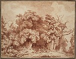 A Gathering at Wood's Edge, Jean Honoré Fragonard (French, Grasse 1732–1806 Paris), Red chalk
