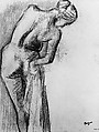 Bather Drying Herself, Edgar Degas (French, Paris 1834–1917 Paris), Charcoal and pastel on off-white laid paper