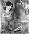 Jane Morris: Study for "Mariana", Dante Gabriel Rossetti (British, London 1828–1882 Birchington-on-Sea), Red, brown, off-white and black chalk on tan paper; four sheets butt-joined (and slightly tented)