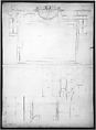 St. Peter's, attic, window, elevation (recto) St. Peter's, apse, plan; window, cornice, elevation profile; arch frame, elevation profile (verso), Drawn by Anonymous, French, 16th century, Dark brown ink, black chalk, and incised lines