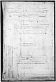 San Lorenzo, Library, pilaster, elevation; soffit, detail, plan (recto) San Lorenzo, Library, entablature, section (verso), Drawn by Anonymous, French, 16th century, Dark brown ink, black chalk, and incised lines