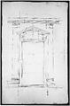 San Lorenzo, Library, Ricetto, entry portal to library, elevation (recto) San Lorenzo, Library, Ricetto, entry portal to library, plan and wall detail (verso), Drawn by Anonymous, French, 16th century, Dark brown ink, black chalk, and incised lines