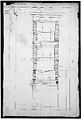 San Lorenzo, Library, Ricetto, entablature, elevation profile (recto) San Lorenzo, Library, Ricetto, column, elevation (verso), Drawn by Anonymous, French, 16th century, Dark brown ink, black chalk, and incised lines