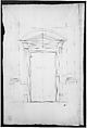 San Lorenzo, Library, portal, section (recto) San Lorenzo, Library, Ricetto, portal, elevation (verso), Drawn by Anonymous, French, 16th century, Dark brown ink, black chalk, and incised lines